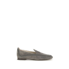 Giorgio Armani Gray Calf Leather Bos Taurus Slip-On Loafers - EU40/US10