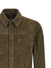 GIORGIO BRATO Bicolor Suede Leather Blouse