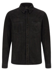 GIORGIO BRATO Black Suede Leather Blouse