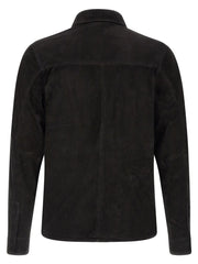 GIORGIO BRATO Black Suede Leather Blouse