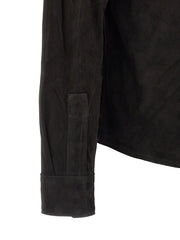 GIORGIO BRATO Black Suede Leather Blouse