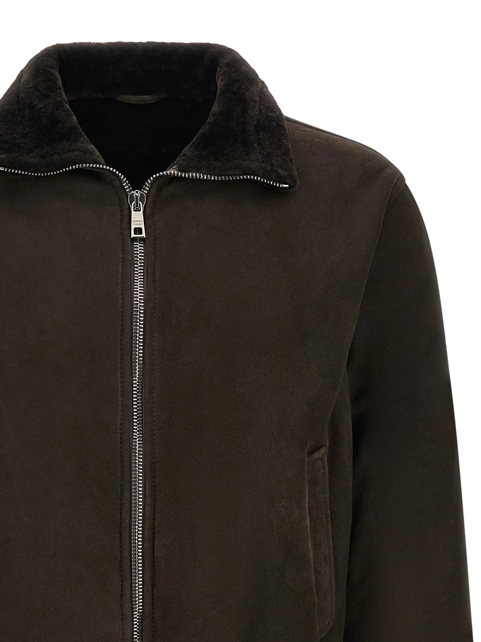 GIORGIO BRATO Brown Lamb Leather Leather Jacket
