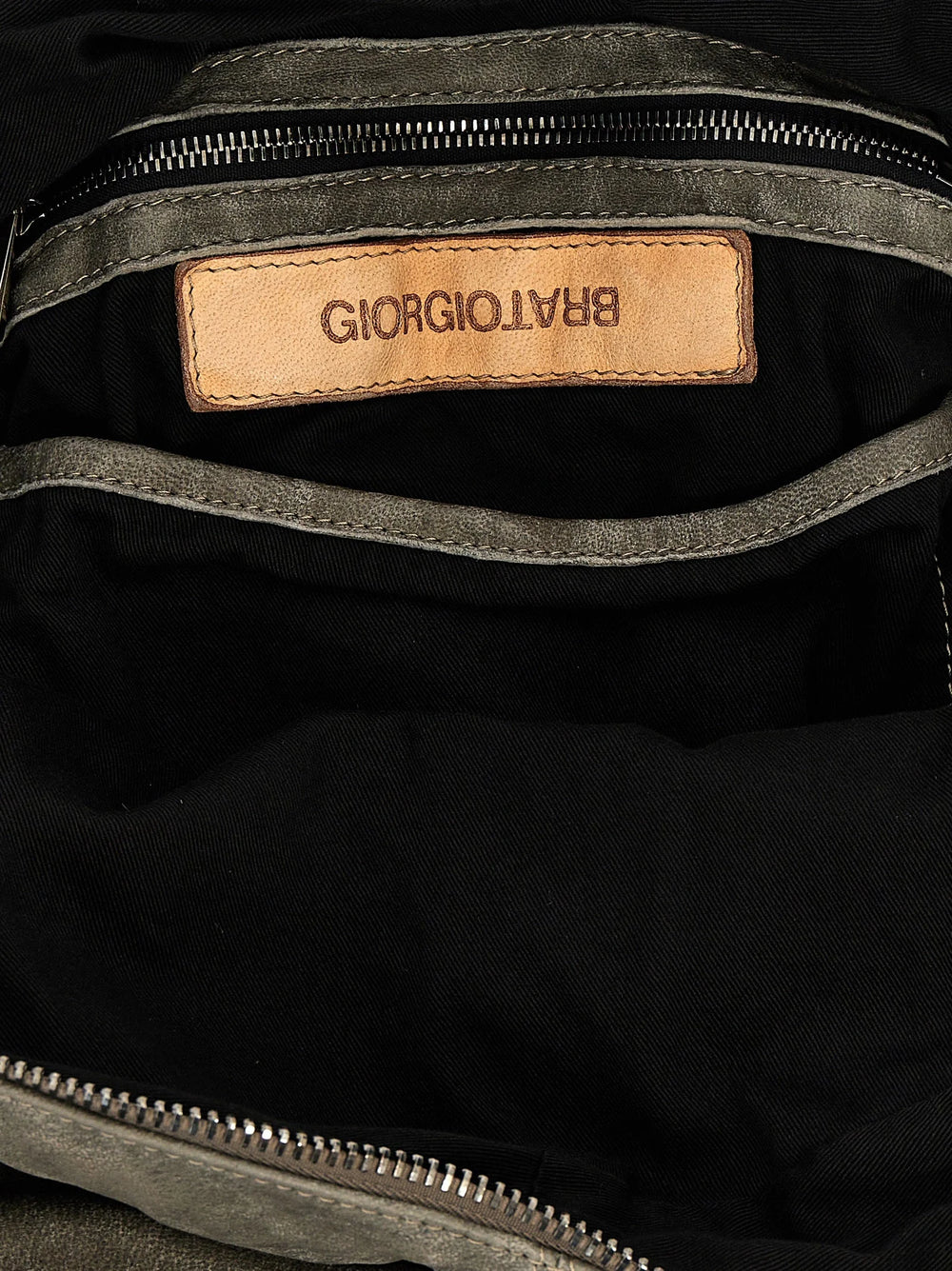 GIORGIO BRATO Gray Lamb Leather Backpack