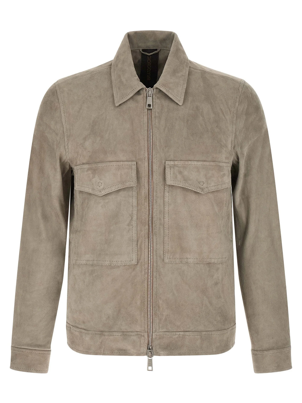 GIORGIO BRATO Gray Lamb Leather Leather Jacket