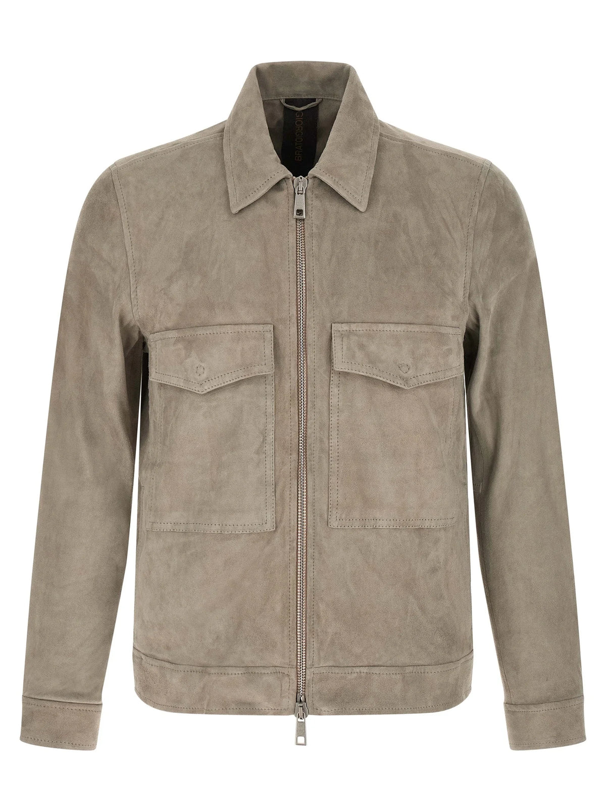 GIORGIO BRATO Gray Lamb Leather Leather Jacket