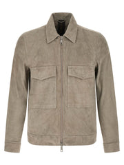 GIORGIO BRATO Gray Lamb Leather Leather Jacket