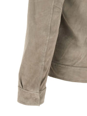 GIORGIO BRATO Gray Lamb Leather Leather Jacket