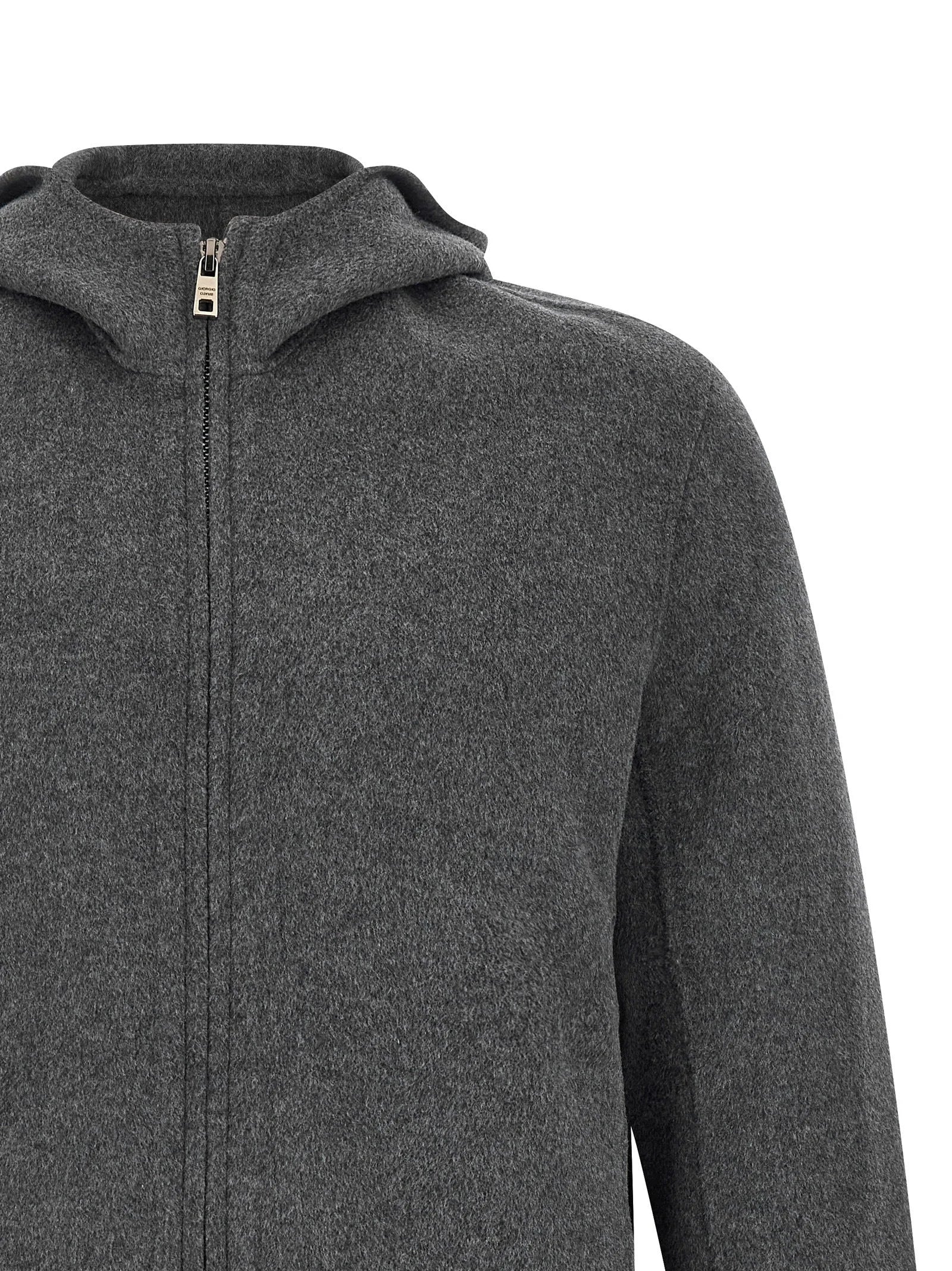 GIORGIO BRATO Gray Wool Full-Length Jacket