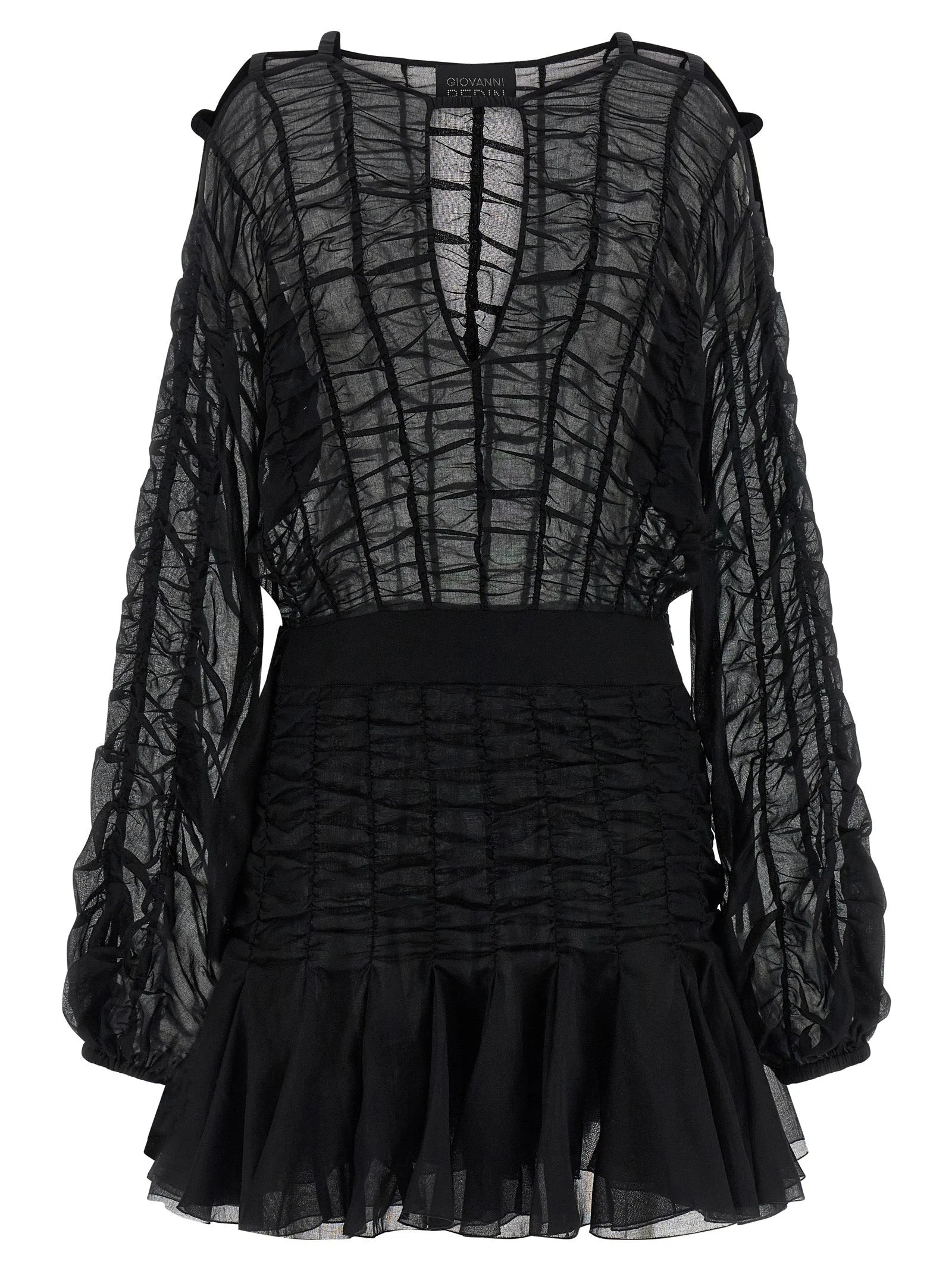 Giovanni Bedin Black Cotton Short Dress - IT40