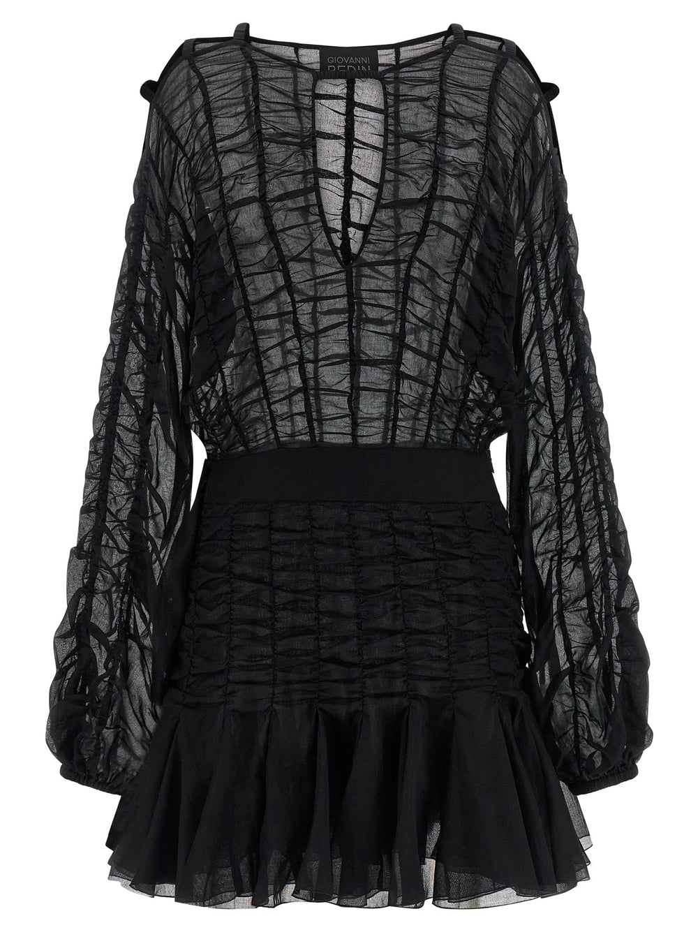 Giovanni Bedin Black Cotton Short Dress - IT40