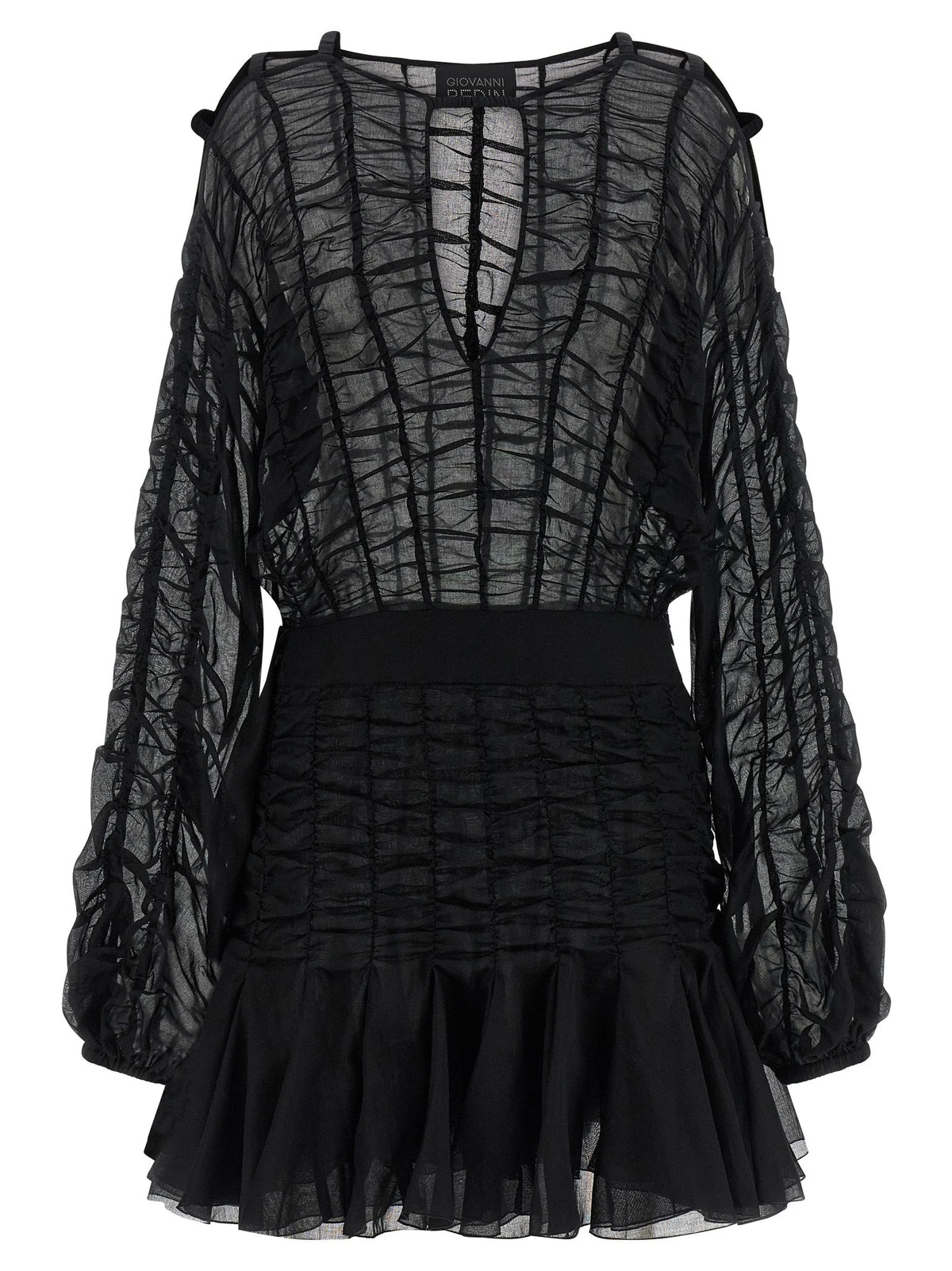 Giovanni Bedin Black Cotton Short Dress - IT40
