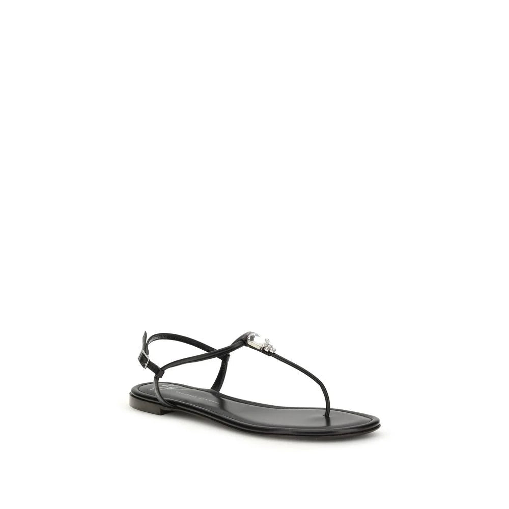 Σανδάλια Giuseppe Zanotti σε μαύρο χρώμα από δέρμα μοσχαριού Bos Taurus