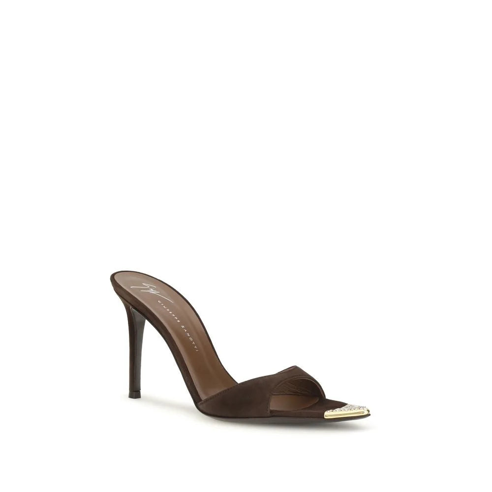 Giuseppe Zanotti Black Calf Leather Bos Taurus Stiletto Heel Sandals