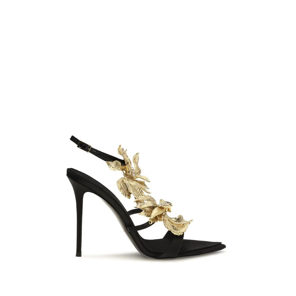 Giuseppe Zanotti Black Viscose Stiletto Heel Sandals