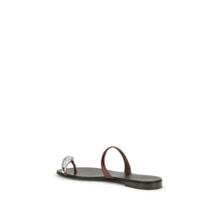 Giuseppe Zanotti Brown Calf Leather Bos Taurus Flat Sandals