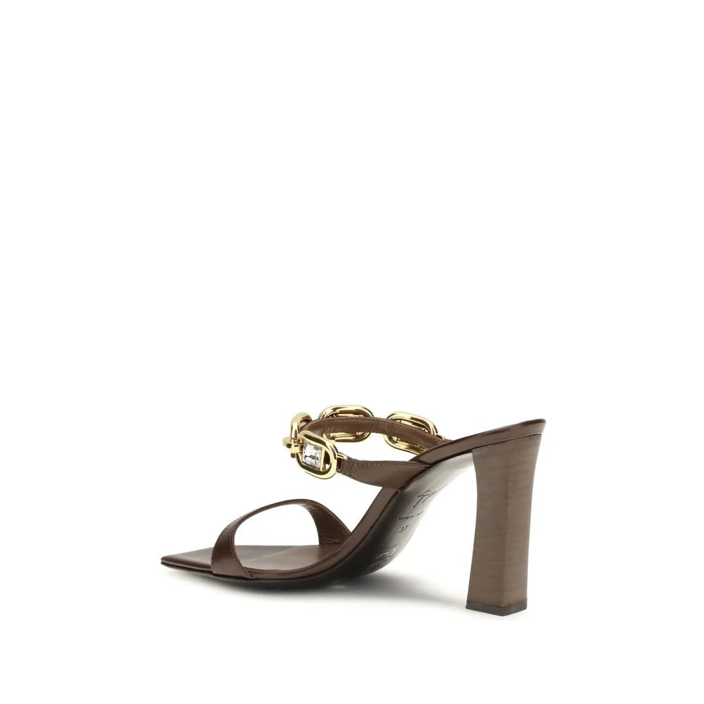 Giuseppe Zanotti Brown Calf Leather Bos Taurus Sandals - EU38/US8