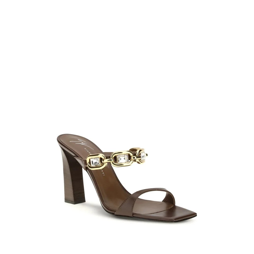 Giuseppe Zanotti Brown Calf Leather Bos Taurus Sandals - EU38/US8