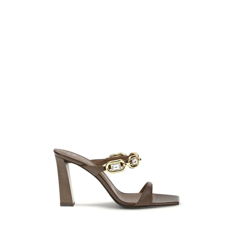 Giuseppe Zanotti Brown Calf Leather Bos Taurus Sandals - EU38/US8