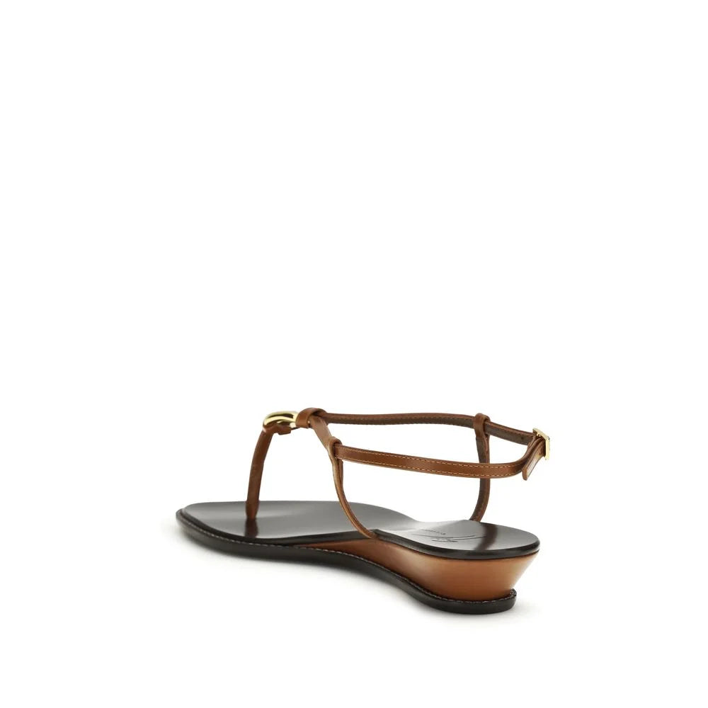 Giuseppe Zanotti Hnědé sandály Bos Taurus na klínku z teletiny kůže