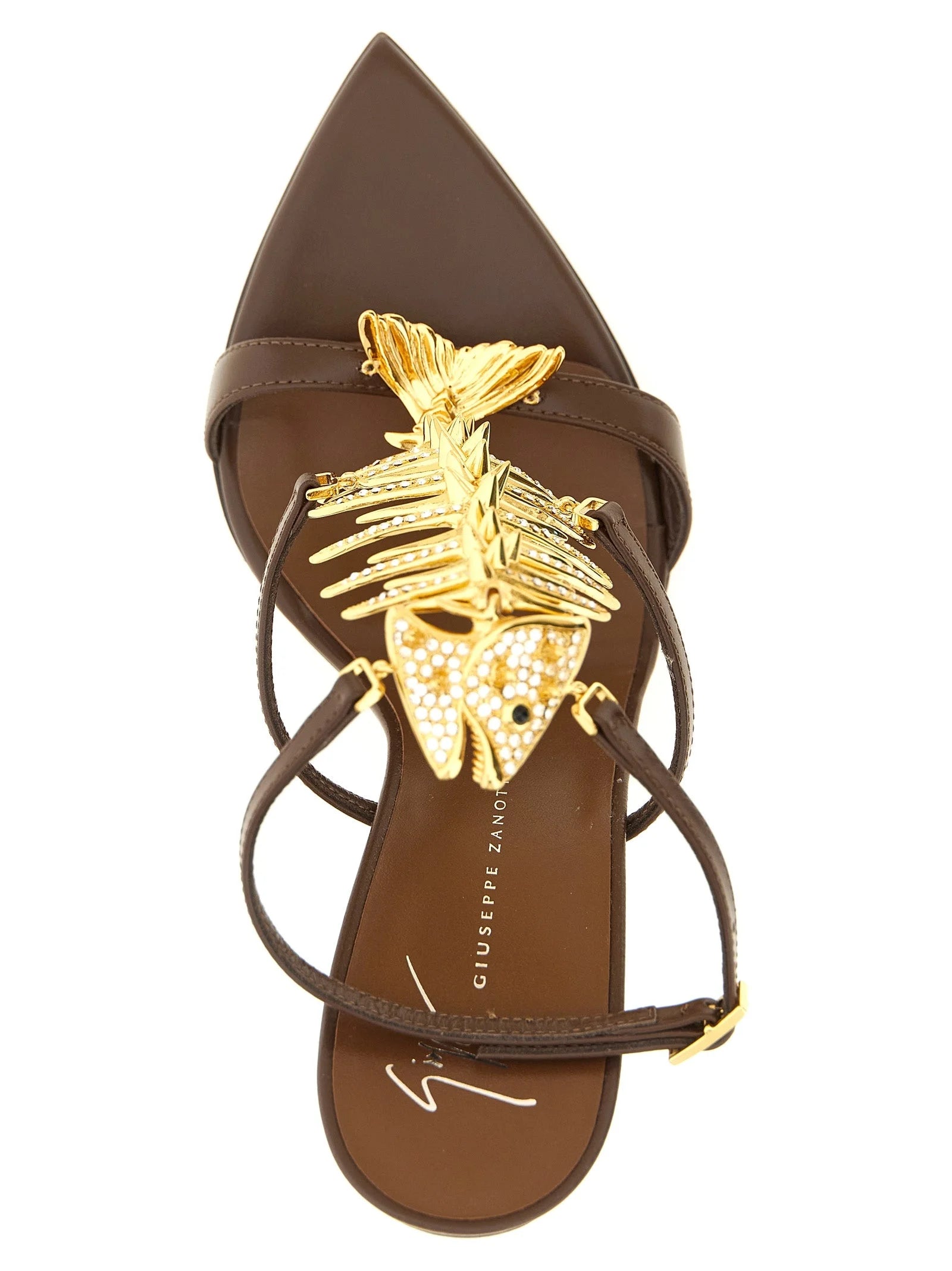 Giuseppe Zanotti Brown Lamb Leather Stiletto Heel Sandals