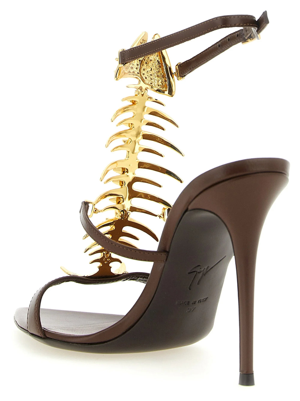 Giuseppe Zanotti Brown Lamb Leather Stiletto Heel Sandals