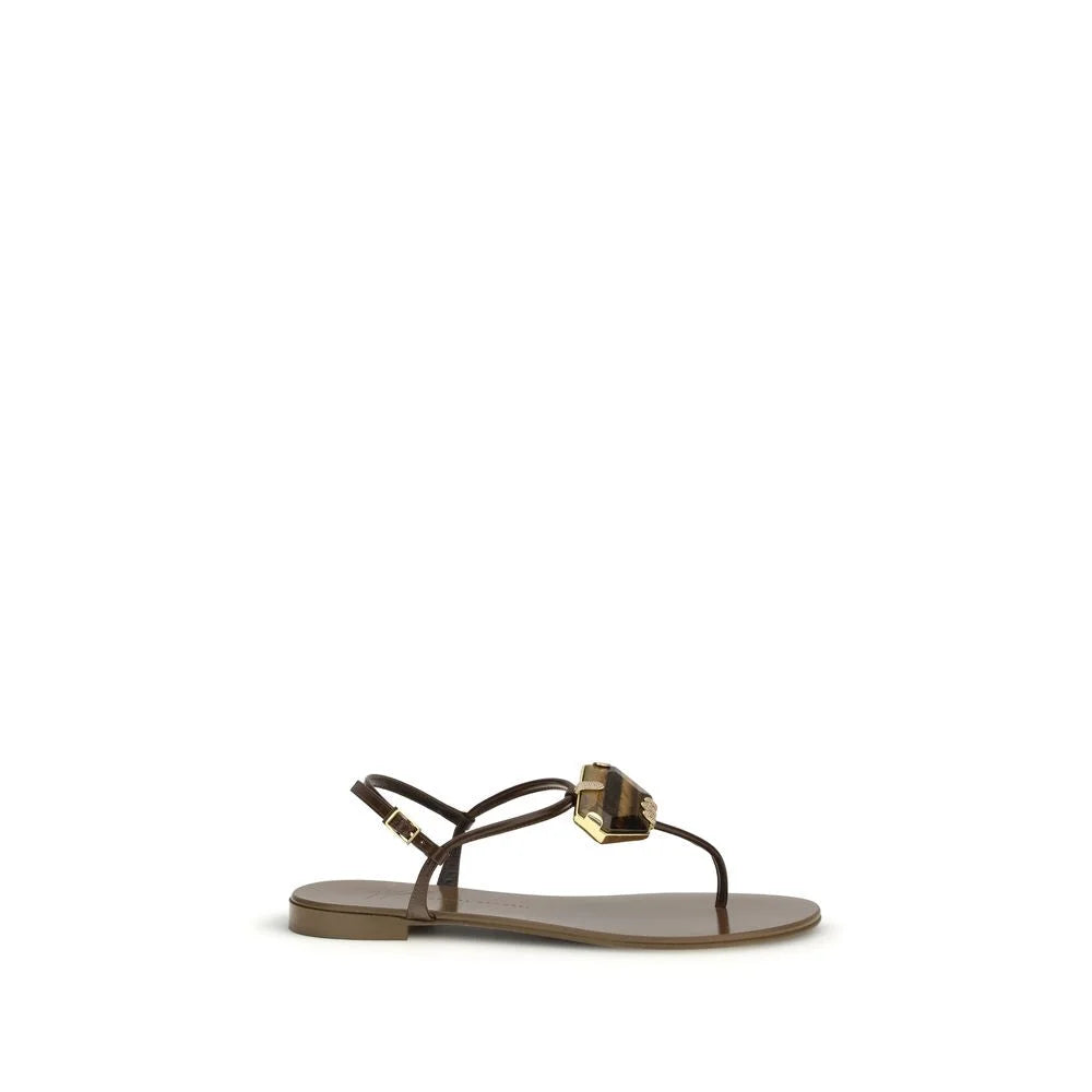 Giuseppe Zanotti Brown Stainless Steel Flat Sandals