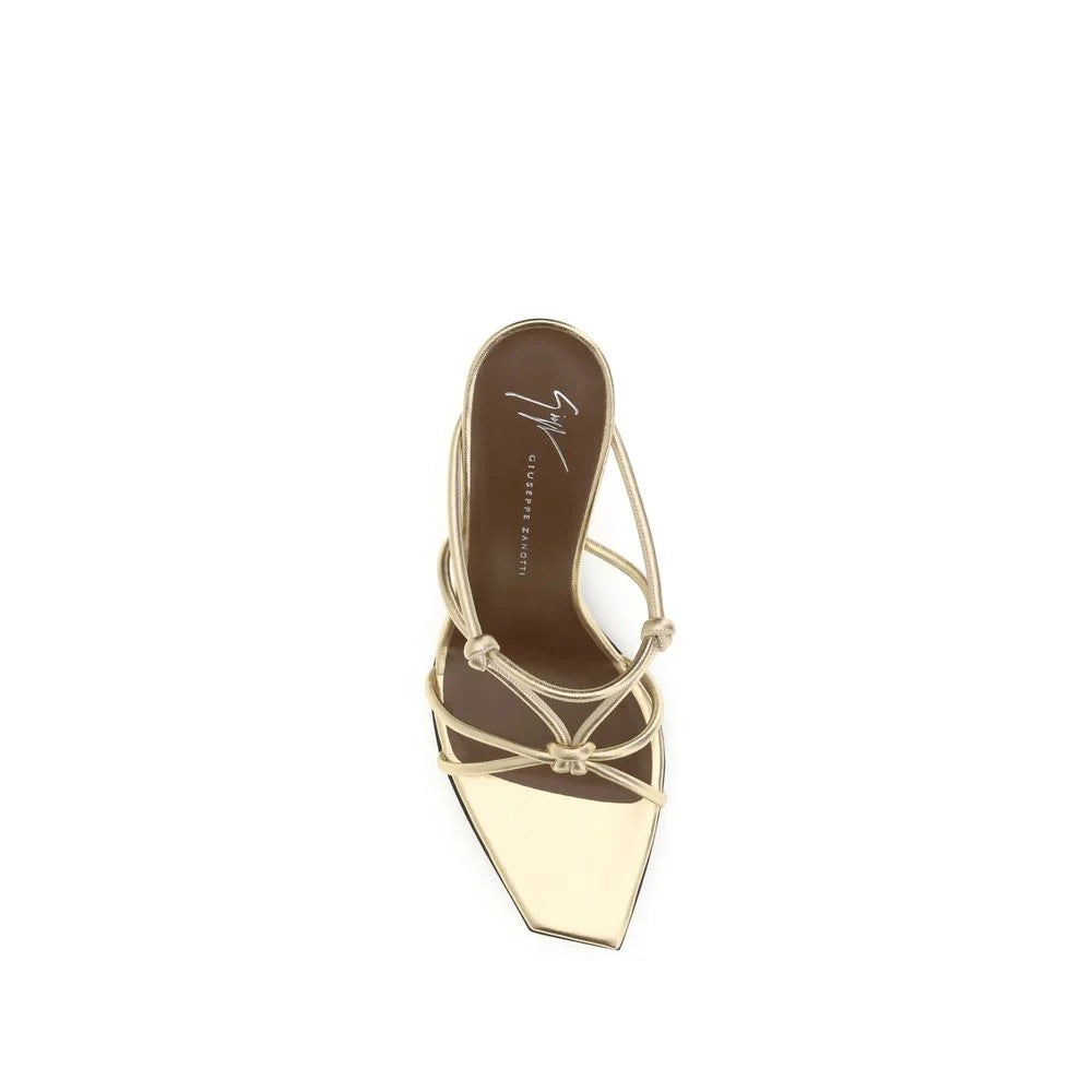 Giuseppe Zanotti Gold Calf Leather Bos Taurus Stiletto Heel Sandals