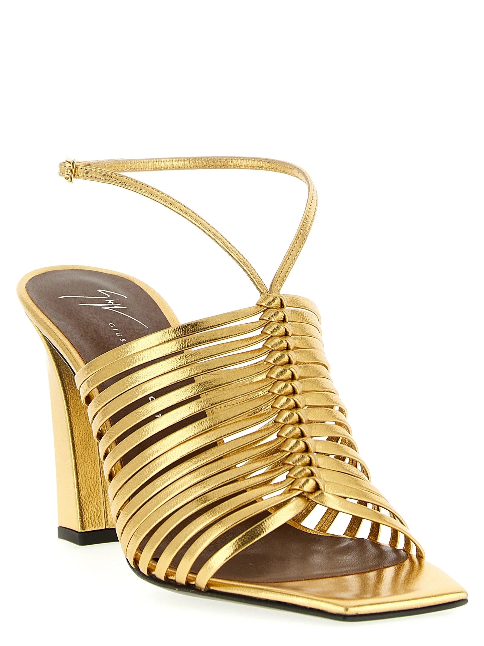 Giuseppe Zanotti Gold Calfskin Stiletto Heel Sandals