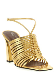 Giuseppe Zanotti Gold Calfskin Stiletto Heel Sandals