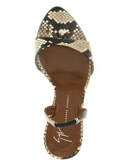 Giuseppe Zanotti Gray Snake Skin Stiletto Heel Sandals - EU41/US11