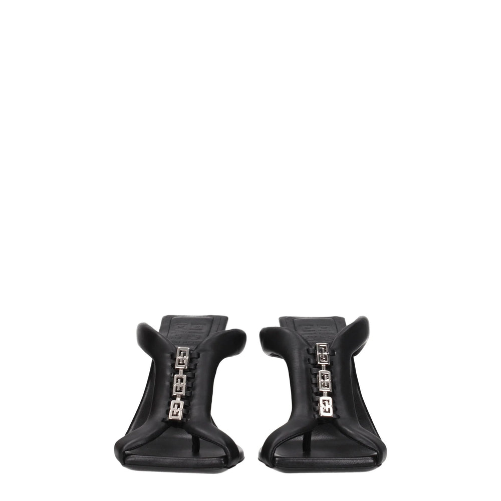 Givenchy Black Leather Stiletto Heels Sandals - Sandals