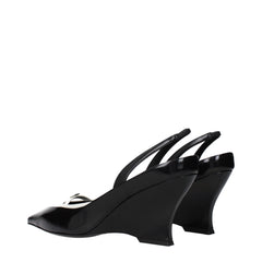 Givenchy Black Leather Wedge Sandals - EU39.5/US9.5