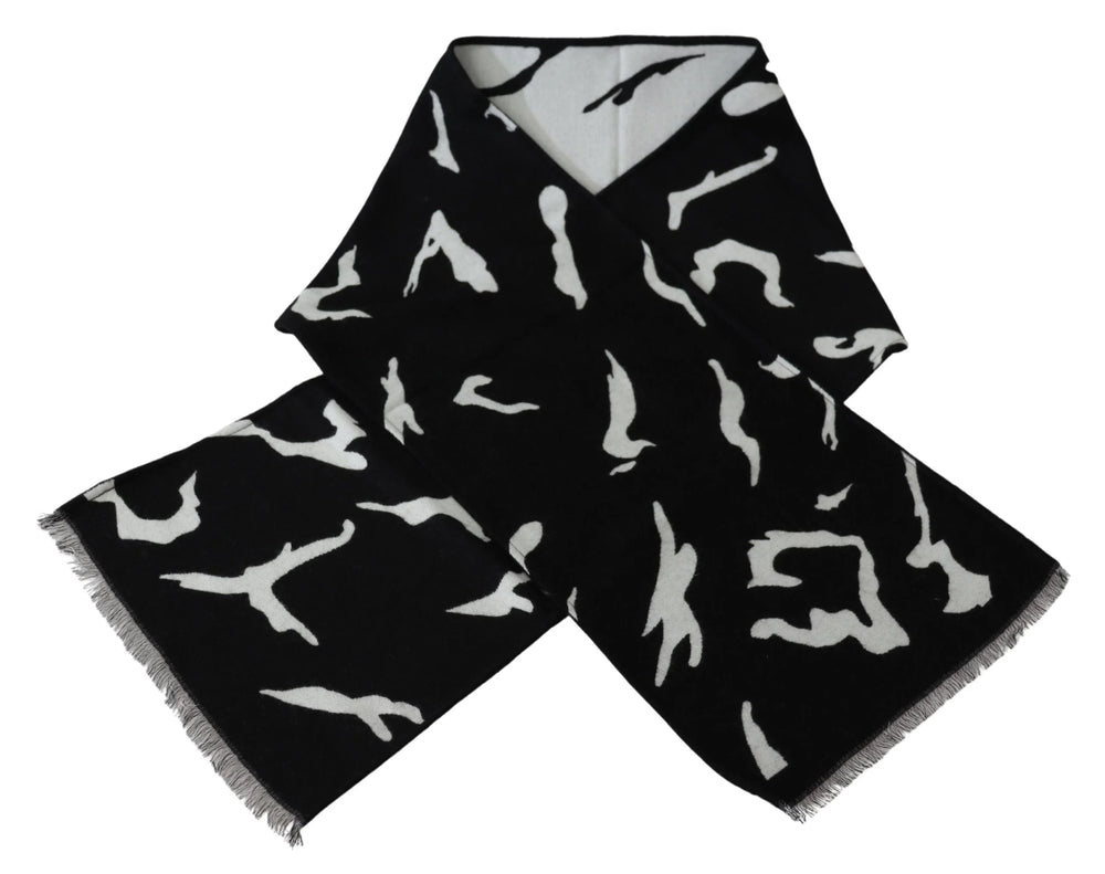 Givenchy Black White Wool Unisex Winter Warm Scarf Wrap Shawl - Scarves & Shawls