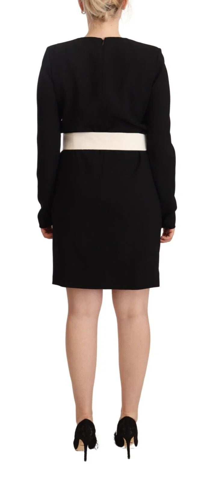 Givenchy Black Wool Long Sleeves Belted Mini Sheath Dress - IT40|S - Dresses