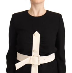 Givenchy Black Wool Long Sleeves Belted Mini Sheath Dress - IT40|S - Dresses
