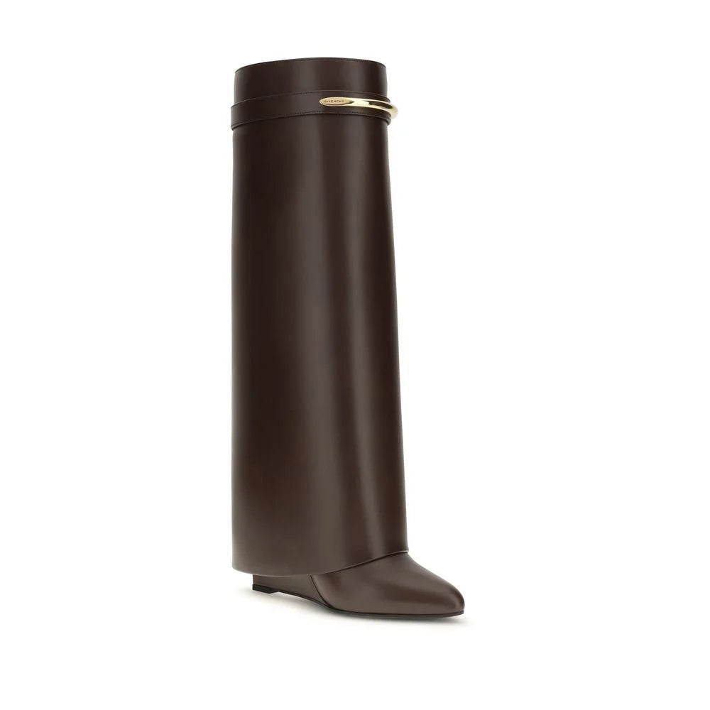 Givenchy Brown Calf Leather Bos Taurus High Heel Boots