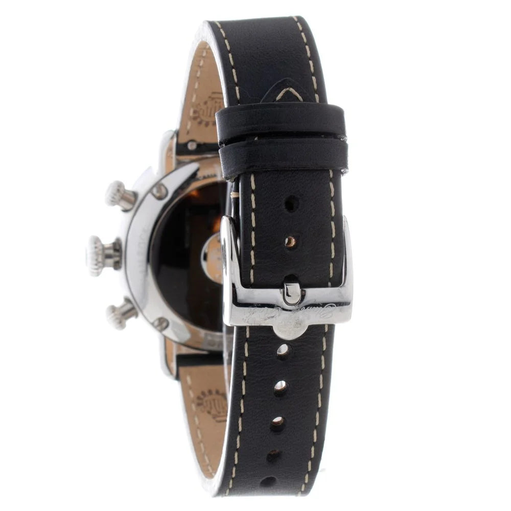 GLAM ROCK Black Leather Dress Watch