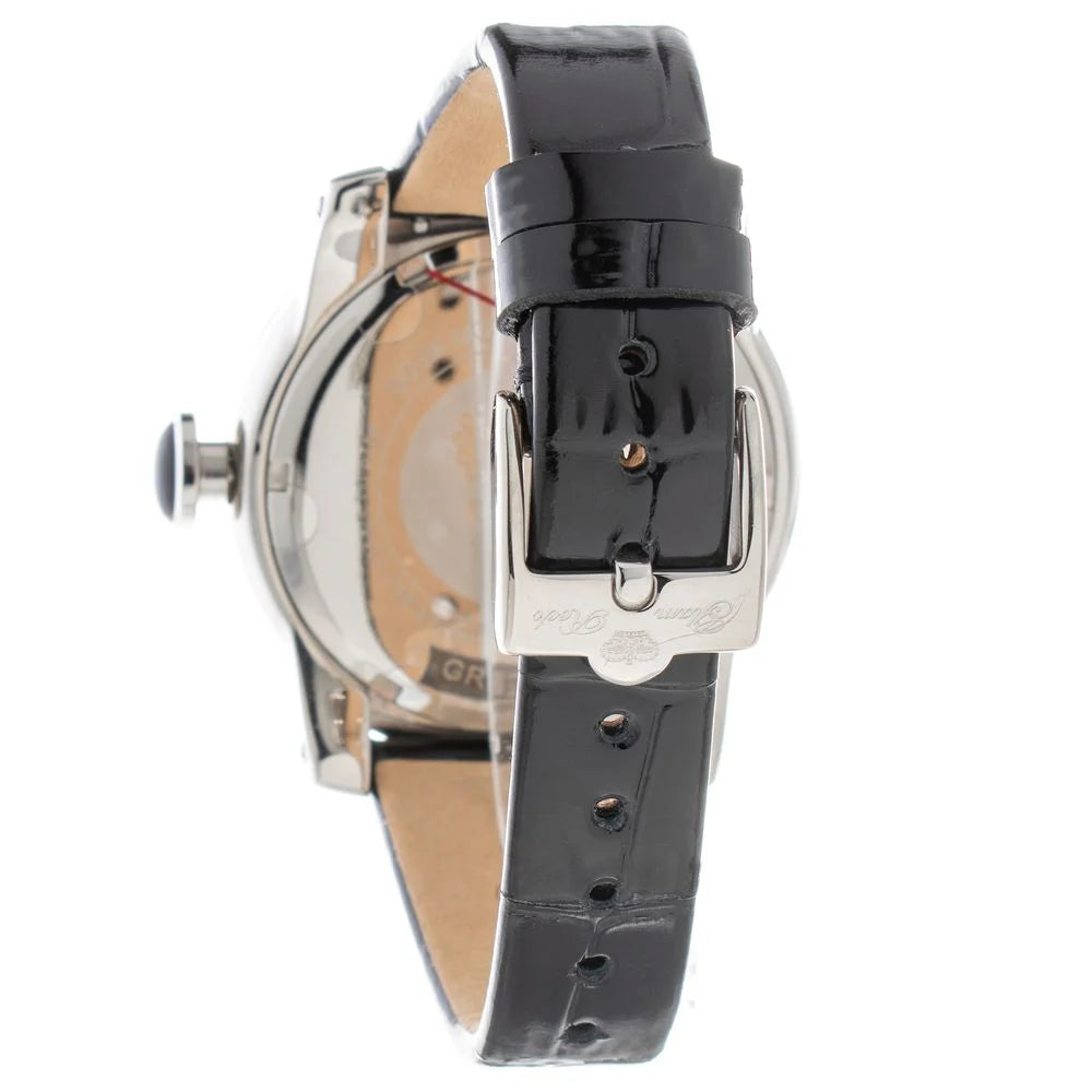 GLAM ROCK Black Leather Dress Watch