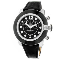 GLAM ROCK Black Leather Dress Watch