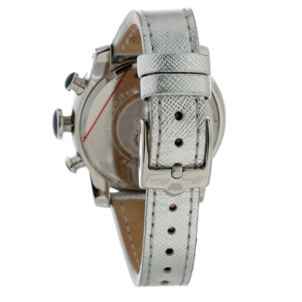 GLAM ROCK Silver Leather Dress Watch