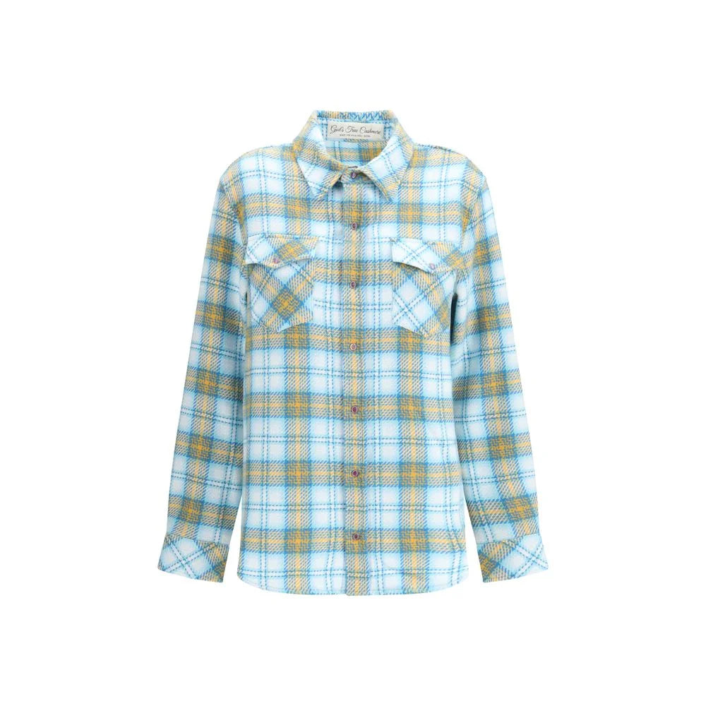 God’s True Cashmere Blue Cashmere Pattern Shirt