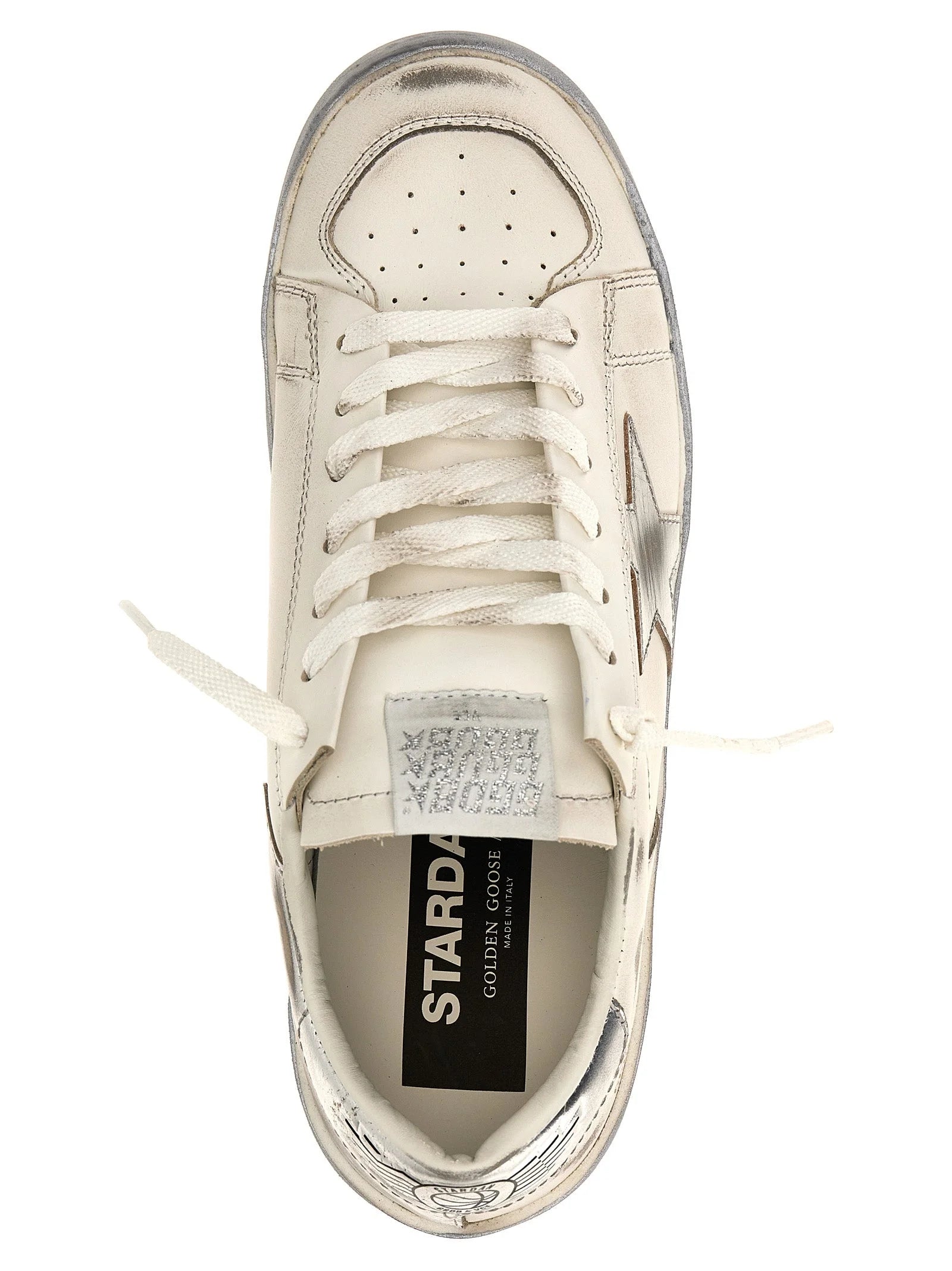 Golden Goose Silver Cowhide Athletic Sneakers