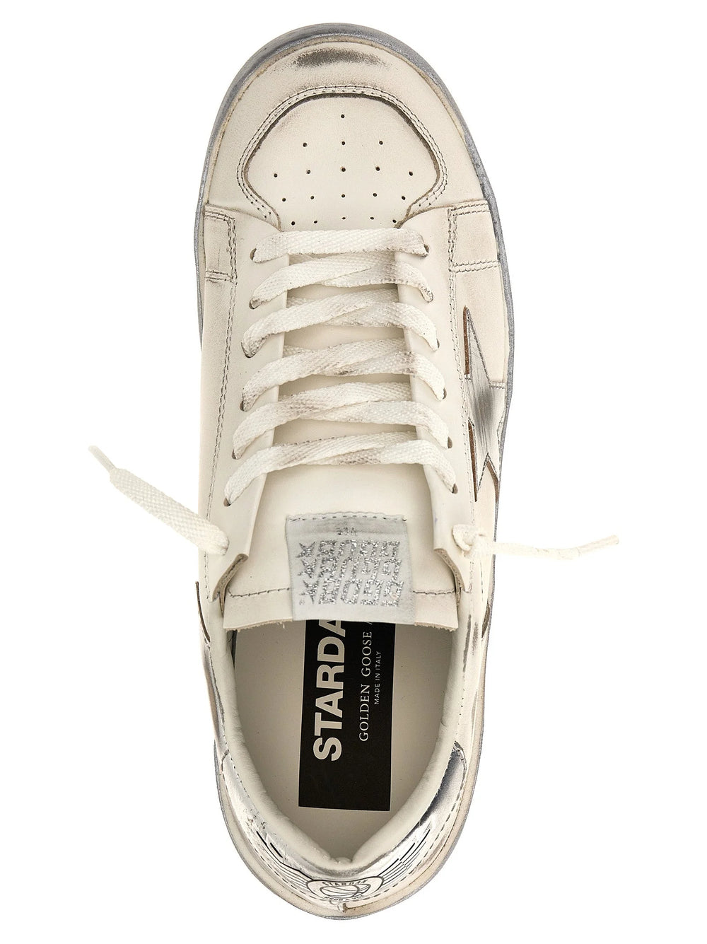 Golden Goose Silver Cowhide Athletic Sneakers