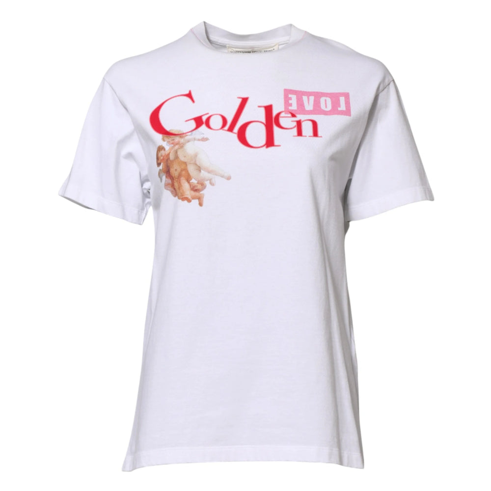 Golden Goose White Printed Round Neck T-shirt - IT38 | XS - T-Shirts