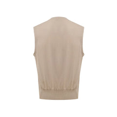 Gran Sasso Beige Cotton Sleveless Jacket - IT50 | L - Vests