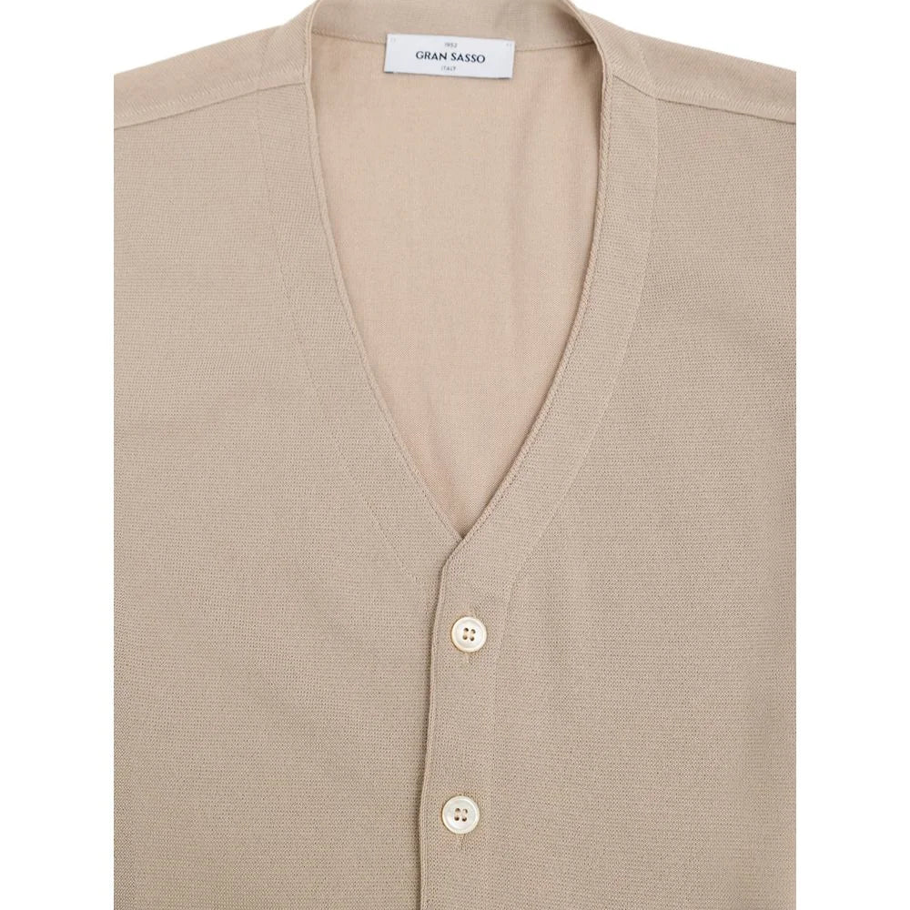 Gran Sasso Beige Cotton Sleveless Jacket - IT50 | L - Vests