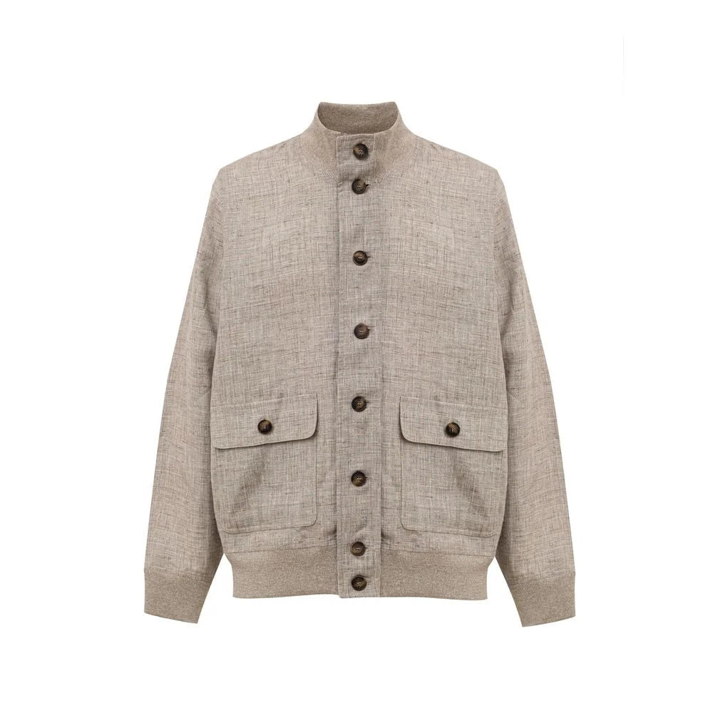 Gran Sasso Beige Linen Jackets & Coat - IT50 | L - Coats & Jackets