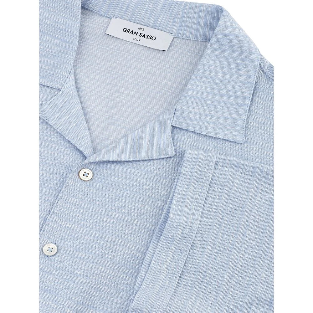 Gran Sasso Blue Linen And Cotton Shortsleeve - IT50 | L - Shirts