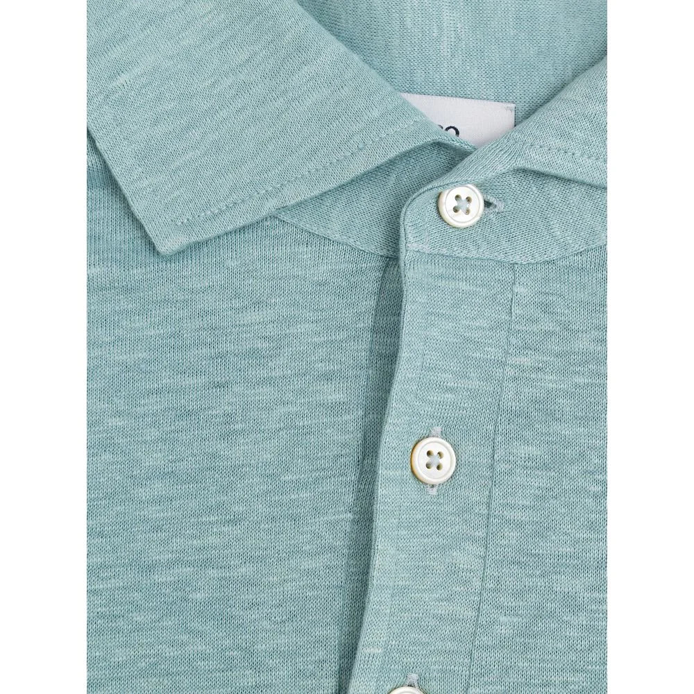 Gran Sasso Blue Linen Polo Shirt - IT50 | L - Polos