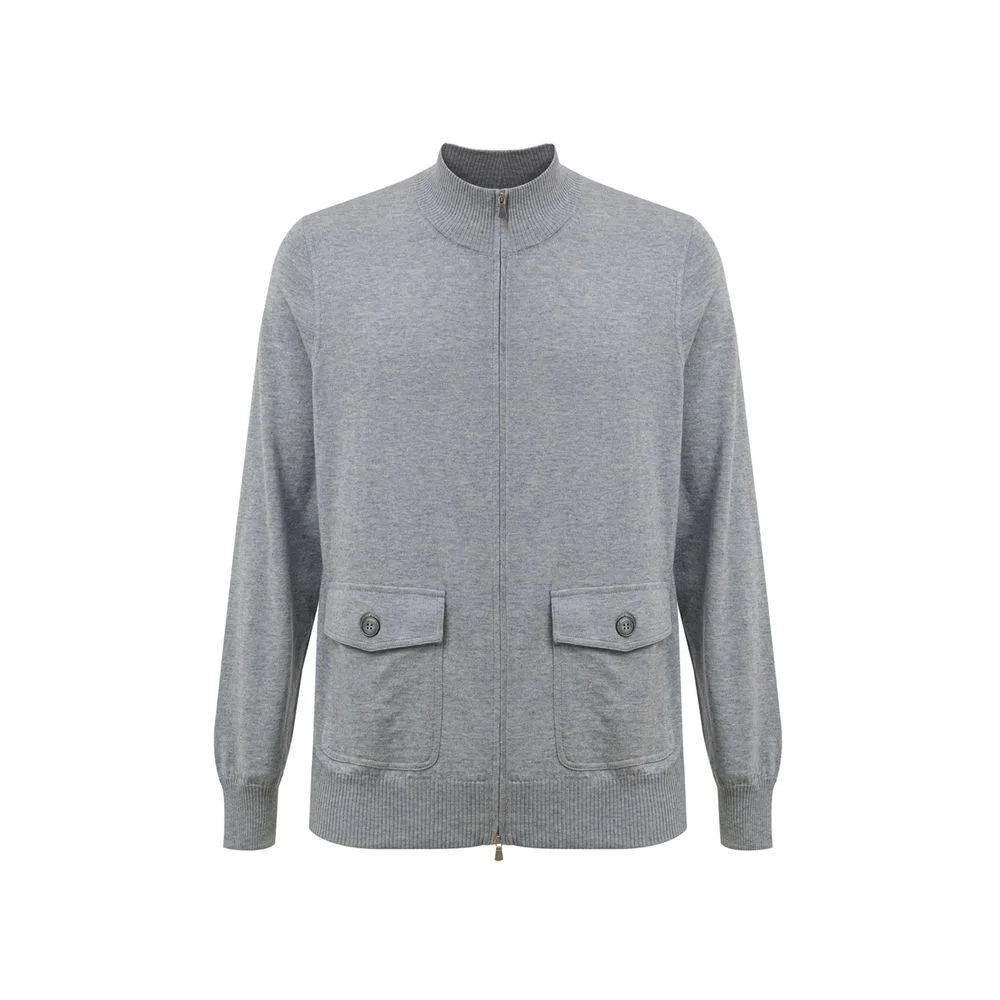 Gran Sasso Gray Cotton Cardigan - IT50 | L - Cardigans